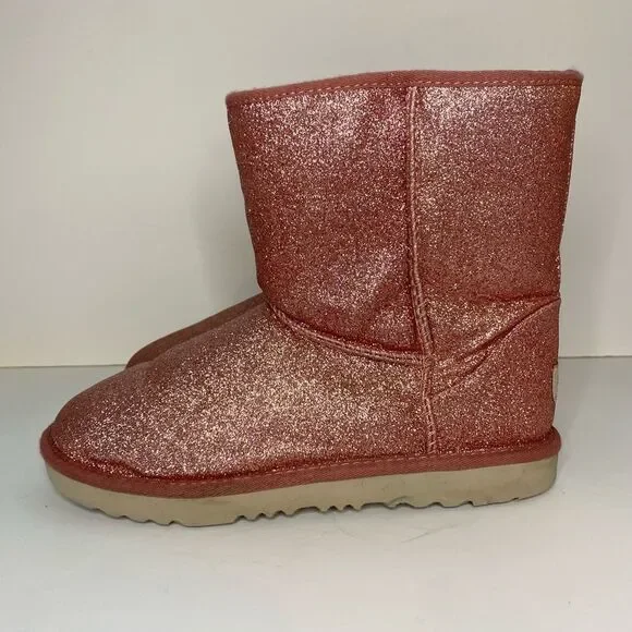 UGG Classic Short Il Boots Glitter Hot Pink Water Resistant Size 6 - Picture 3 of 7